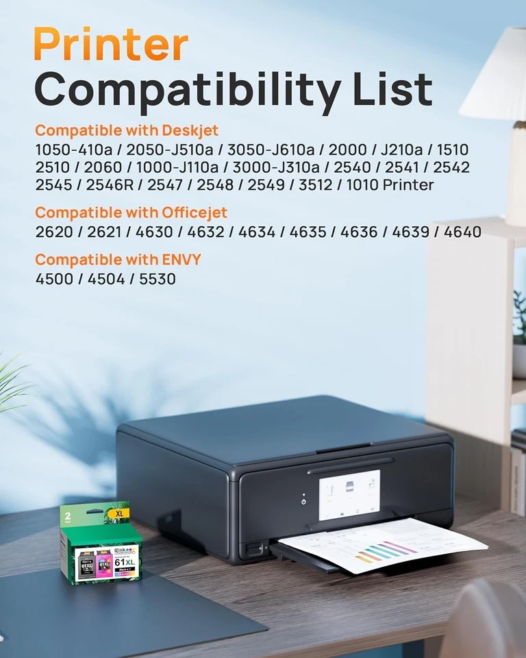 61XL Ink Cartridge for HP Ink 61 for HP 61 Envy 4500 5530 4502 4501 5535 OfficeJ - Image 2 of 4