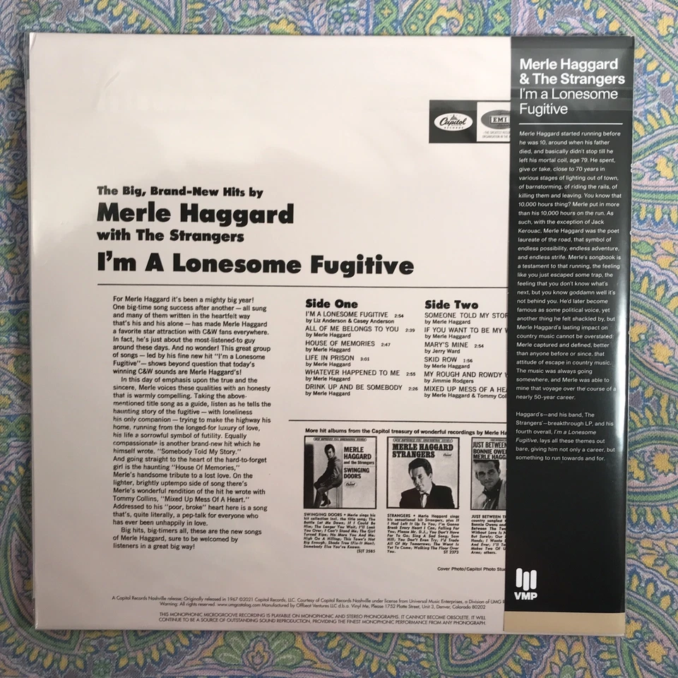 I'm A Lonesome Fugitive by Merle Haggard & The Strangers (LP, 180g, RMST, AAA - Image 4 of 4