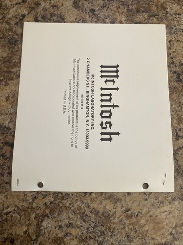 McIntosh XL 10 Loudspeaker Speakers Rare Original Factory Owner's Manual Loose - Picture 3 of 3