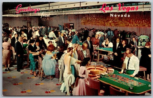 Las Vegas Nevada 1962 Postcard The Hotel Riviera Casino Roulette Table