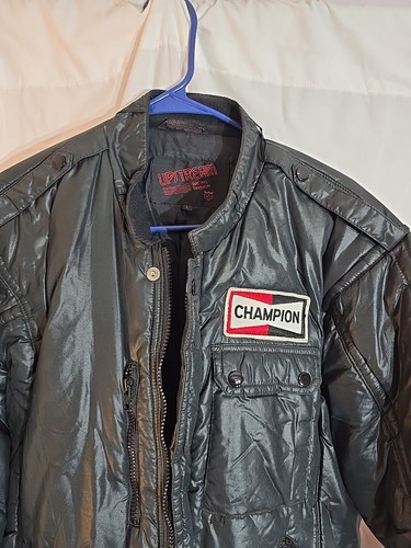 Vintage CHAMPION Spark Plug Puffer Jacket - Racing Coat Size Large - Picture 2 of 9