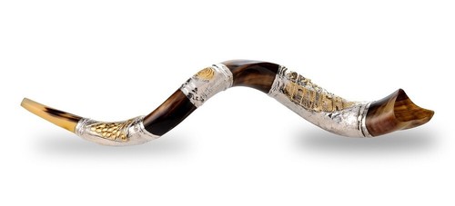 Shofar Yemenita Kudu Corno con Menorah Placcata Argento Sterling Gerusalemme + Borsa - Foto 11 di 21