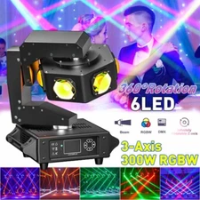300W 6LED 3-Axis Moving Head Light RGBW DMX Beam Stage Spot Lighting DJ Disco US