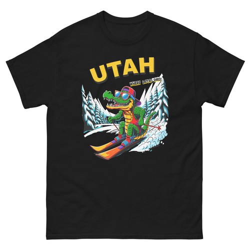 Utah Where Gators Shred Skiing Alligator Fun Shirt T-Shirt - Imagen 1 de 9