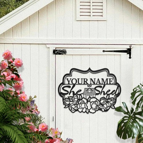 Personalized She Shed Metal Name Sign Home Garden Decorative Wall Art Best Gift - Picture 6 of 8