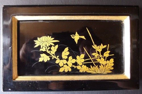 bp4 JAPANESE LACQUERED SMALL SLIDING DOOR for BUDDHIST ALTAR 4 PANELS GOLD BLACK - Bild 3 von 12