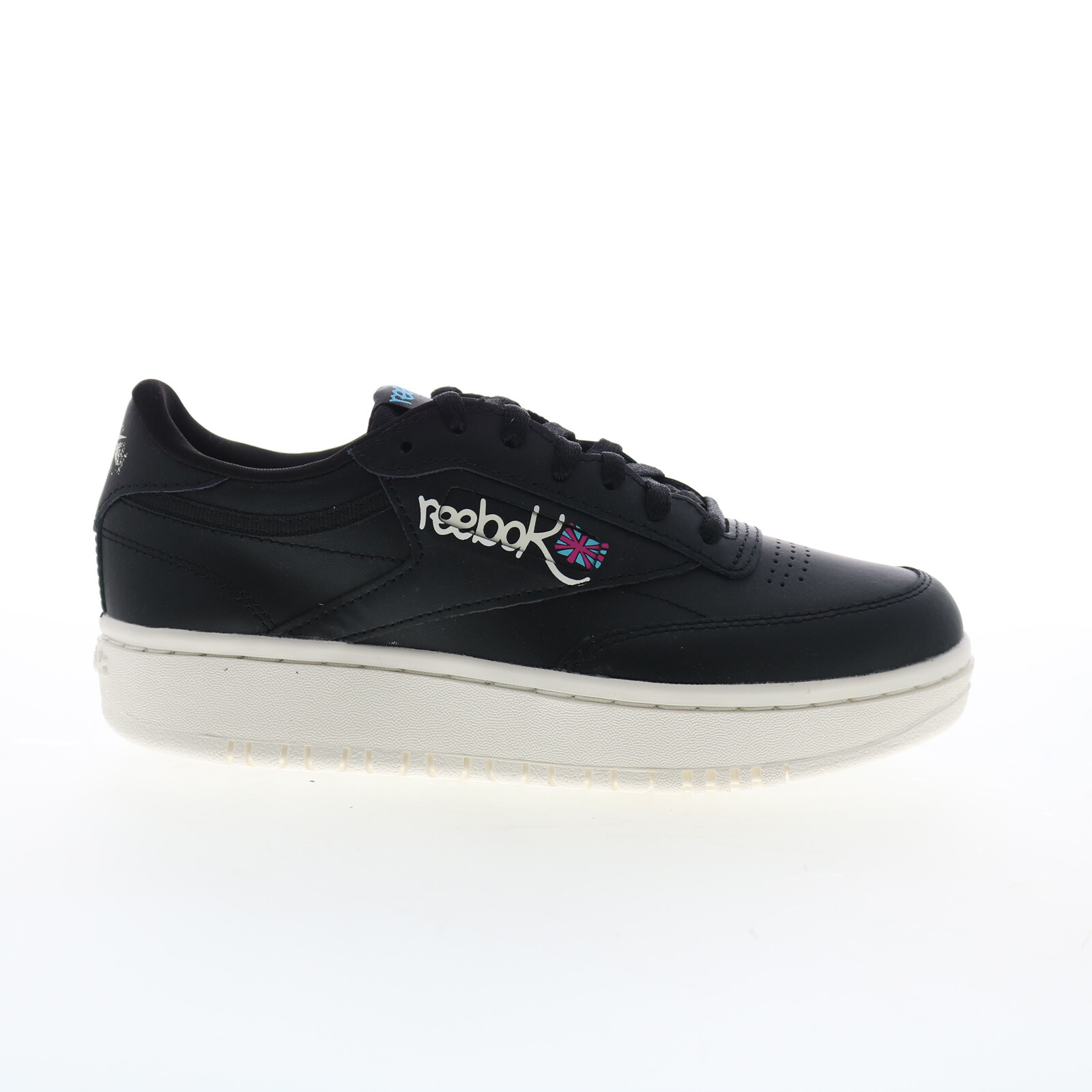 Кроссовки Reebok Club C Double Женские черные кожаные кроссовки на шнуровке Lifestyle