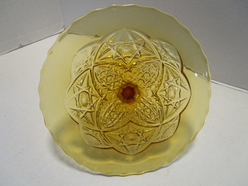 Soporte para pastel de vidrio vikingo moderno de mediados de siglo línea ayer ámbar década de 1950 10" de ancho - Imagen 6 de 7