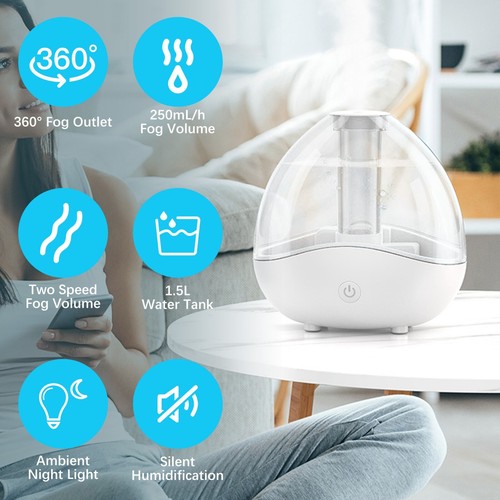Air Humidifier Oil Diffuser Purifier LED Night Light Household Bedroom Home USA - Picture 48 of 95