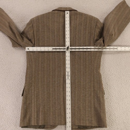 VTG Tweed Jacket S Brown Herringbone Polyester Blazer 1/4 Lined 50s 60s USA 38R - Picture 11 of 18