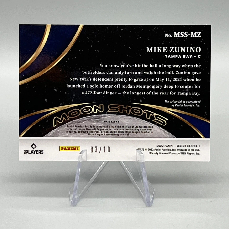 Panini Select Mike Zunino Moon Shots 2022 automático/10 serie Tampa Bay Rays Foto 2 de 3