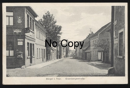 #34 AK Bürgel Thüringen Jena Eisenbergerstraße Straßenansicht gel.1933 - Bild 1 von 2