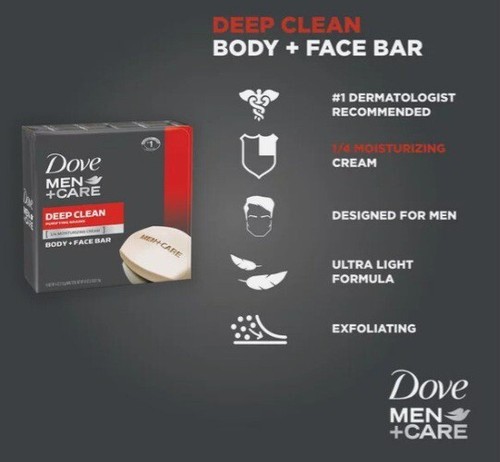NEW! DOVE (3-BARS) 3.17 Oz. Bars ●DEEP CLEAN● Men + Care Exfoliant Body & Face. - Picture 5 of 10