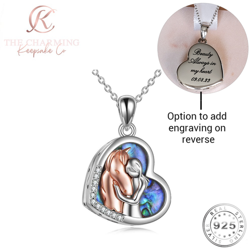 Engraved Cremation Ashes Horse Urn Necklace 925 Sterling Silver - Self-Fill - Bild 1 von 8