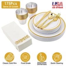 Disposable Plastic Plates Heavy Duty Dinnerware Sets Guest Party Wedding Events