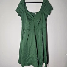 Unique Vintage Dress 3X 20 Plus Green Fit & Flare Retro Pinup Rockabilly NWT