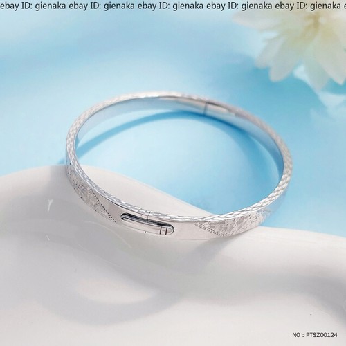 Real Pure Platinum 950 PT950 Women 4.2mm Shiny Bracelet Bangle ID54mm 13.3g - Picture 6 of 6