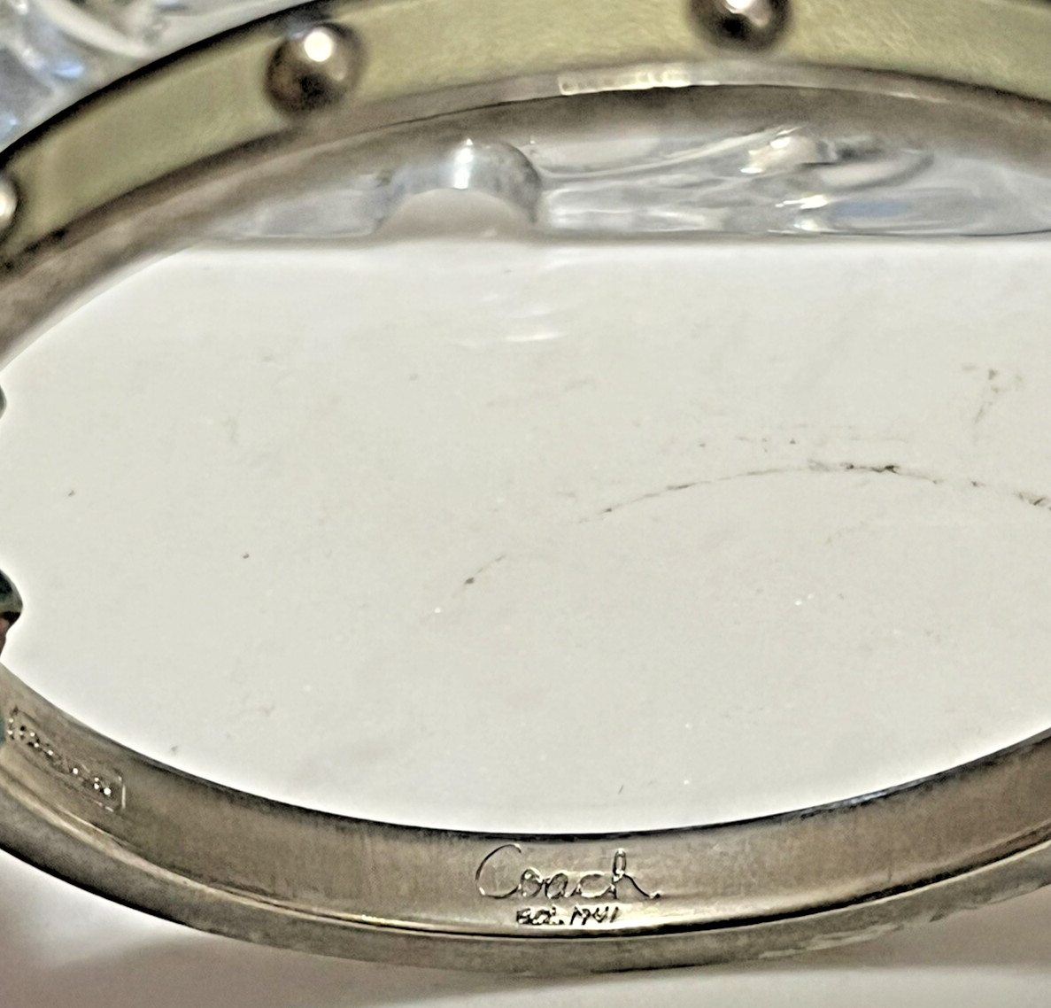 Coach Enamel Bangle Bracelet Stackable Cream Nail… - image 3