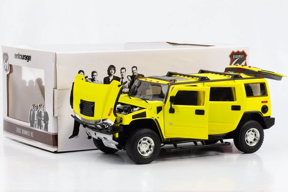 1:18 Greenlight Hummer H2 2003 Giallo TV-Serie Entourage 2004 Apertura Completa - Immagine 2 di 4