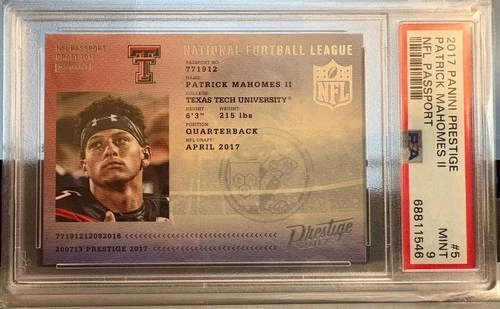 2017 Panini Prestige NFL Passport Patrick Mahomes #5 PSA 9 Free Shipping