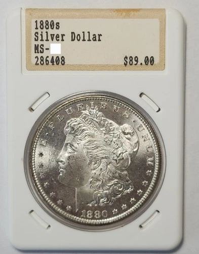 1880-S Morgan Silver Dollar - Vintage Hannes Tulving Holder, BU UNC Slab-8078