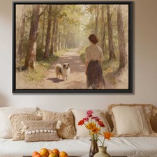 Oil Painting Dog Mixed Breed Canvas Nature Outdoor Wall Art Decor Pet Print