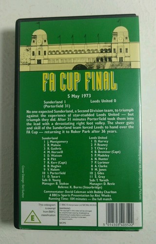 Sunderland Leeds United 1973 FA Cup Final VHS Cassette Rare BBC Video Tape - Imagen 2 de 12