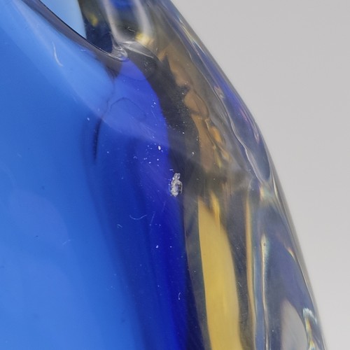 Murano Glass Vase Oggetti - Tear Drop Cobalt & Yellow Sommerso Glass 6" 429g - Picture 7 of 11