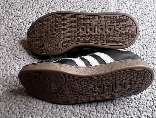 Adidas Baseline schwarz-weiß runde Spitze Turnschuhe kleine Jungen Größe 1 - Bild 3 von 8