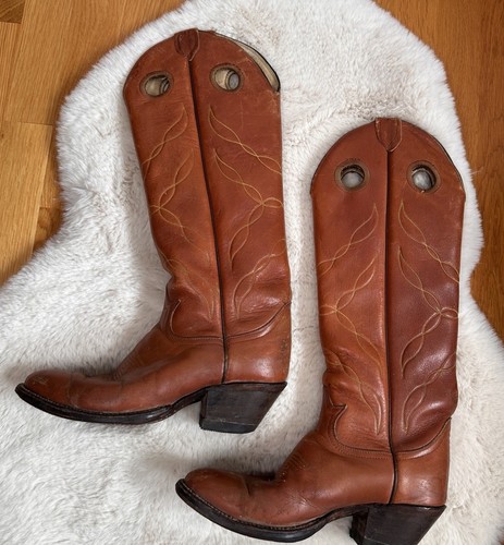 Vitg. Tony Lama Cowboystiefel Damen 7 Buckaroo Tall Saddle Tan Leder Western - Bild 9 von 21