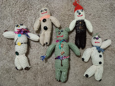 5 Handmade Crochet Stuffed Teddy Bear and People - 10' to 15" tall