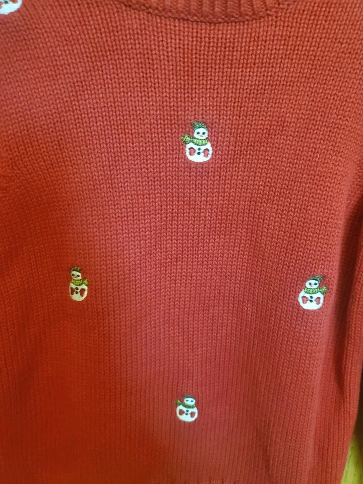 Greendog Toddler 4t Embroidered Snowman Sweater 100% Cotton Red - Image 2 of 4