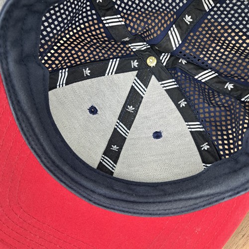 Adidas Mütze Kappe Druckknopflasche blau weiß Trucker Mesh Trefoil Logo Freizeit Golf Herren - Bild 8 von 9