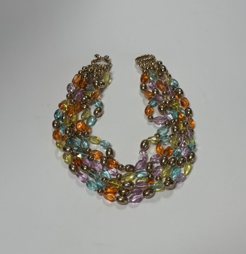 COLLAR VINTAGE ITALIANO FIRMADO ITALIA MULTI HEBRA CRISTAL VENECIANO MODA - Imagen 9 de 13