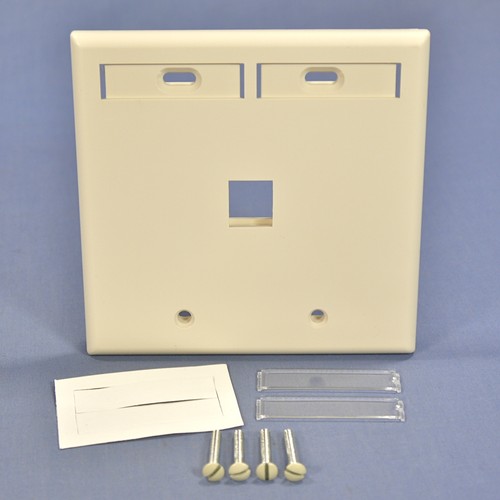 Leviton 42080-1TP Lt Almond 2-Gang 1-Port Quickport Flush Wallplate Cover w/ID - Picture 4 of 6