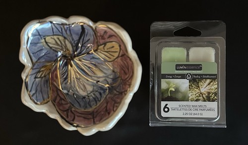 Heather Goldminc Blue Sky Clayworks Iris Dragonfly Wax Warmer 2002 Iridescent - Picture 12 of 12