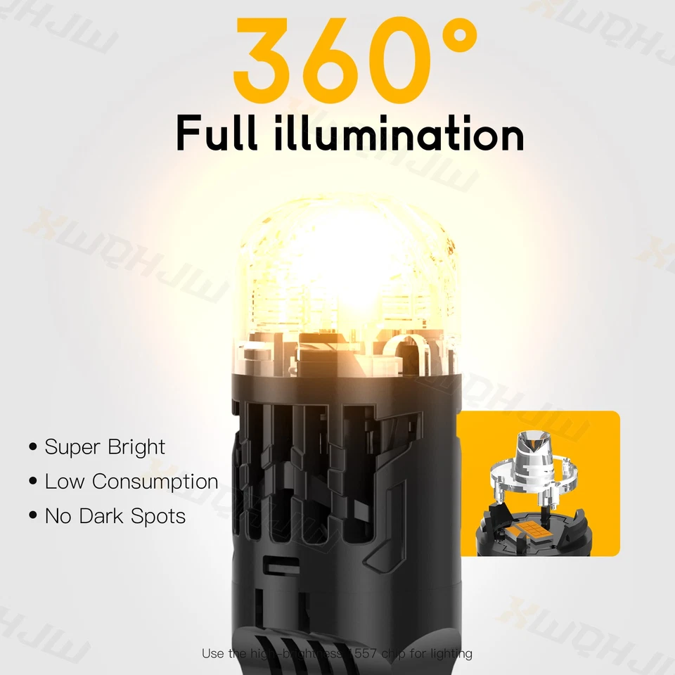 2x 7443 7440 Bombillas LED de alta potencia amarillas intermitentes de estacionamiento Foto 2 de 4