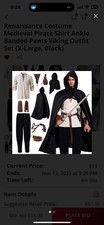 Men's Quality 4 Pc Renaissance, Pirate, Medieval Peasant Costume Med/Large