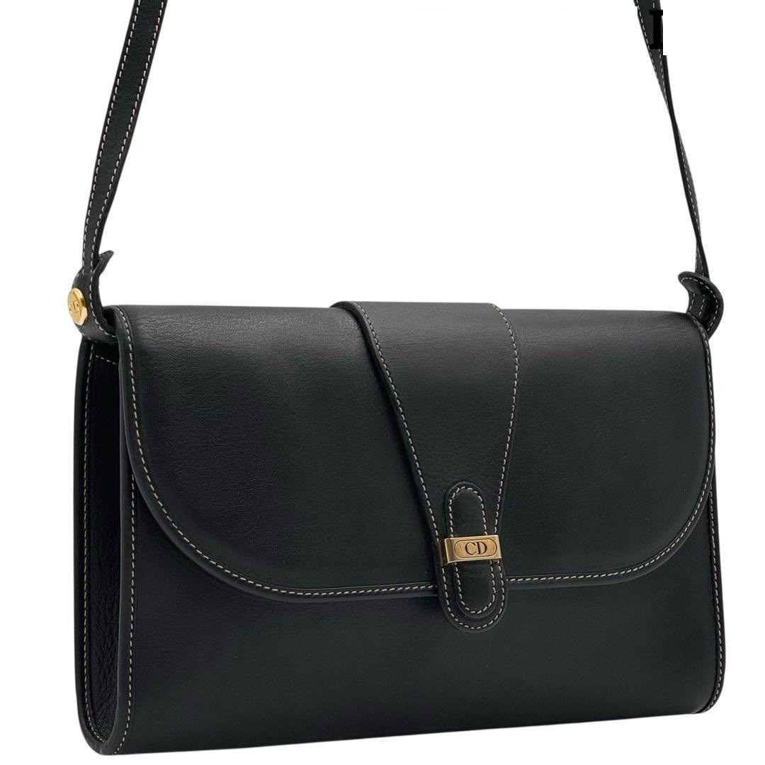 Vintage Dior CD Monogram Leather Shoulder Bag