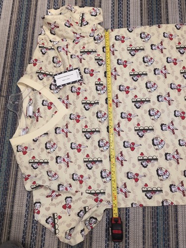 Camicia da notte donna Betty Boop nuova con etichette stampa gialla scollo a V manica corta lunghezza ginocchio taglia F - Foto 19 di 22