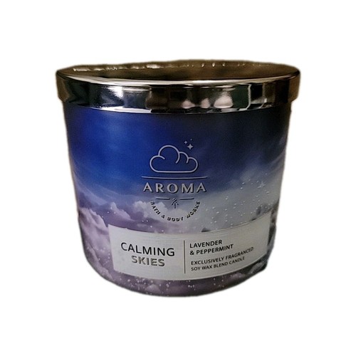 Bath & Body Works 3 stoppino candela di soia CIELI CALMANTI LAVANDA E MENTA PIPERITA 14,5 once