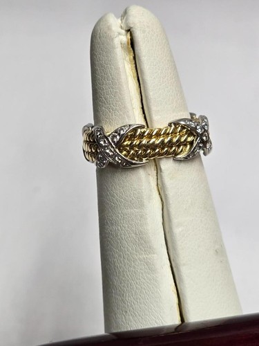 Jean Schlumberger by Tiffany & Co. 18K/PLAT Rope Three-row X Ring - Size 6 w Box - Picture 6 of 16