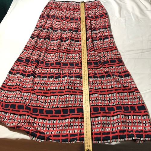Piko 1988 Damen M Pullon Maxirock kräftiger Print blau rot Gummibund Freizeit - Bild 4 von 8