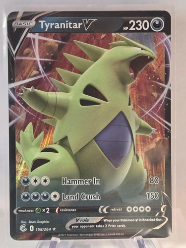 Pokemon Tyranitar V 158/264 Holo V Rare Fusion Strike Near Mint