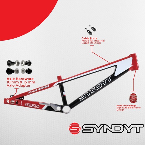 Telaio bici SYNDYT 22” TT Pro BMX Cruiser alluminio 4 libbre rosso telaio bici - Foto 3 di 9