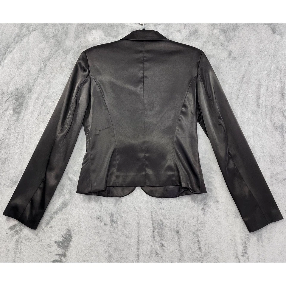 Chaqueta Blazer Olga Egovora Satén Talla M Negra Formal Fiesta Oficina Carrera Bolsillos Foto 3 de 4
