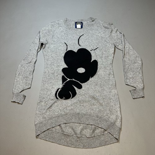 Disney Couture Medium Sweater Dress Mickey Mouse Silk Cashmere Grey Black - Picture 1 of 10