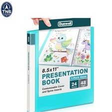 Presentation Binder 24-Pocket 8.5x11 Portfolio with Plastic Sleeves Aqua Docu...