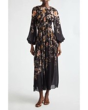 Zimmermann Women's Black Kindred Spirit Carousel Floral Long Sleeve Midi dress