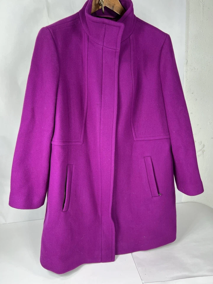 Talla 20 Talbots Abrigo Estadio Lana Italiana Chaquetón Chaqueta Púrpura Plus Foto 2 de 4
